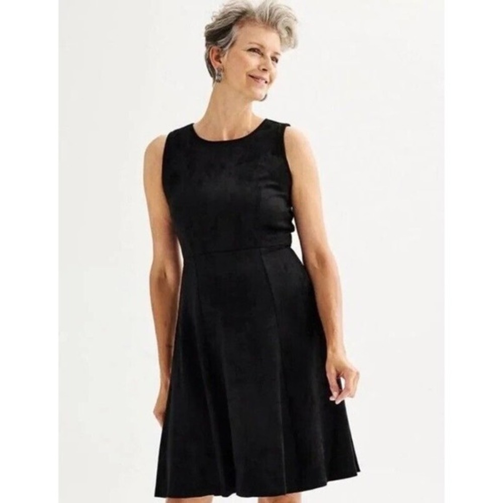 Philosophy Womens Black Faux Suede Sleeveless Dress Size 10 Retail $118‎